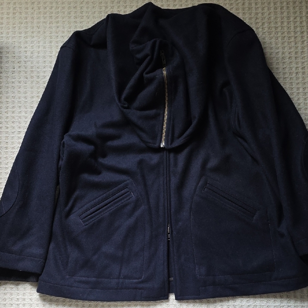Navy Hooded J Peterman Jacket